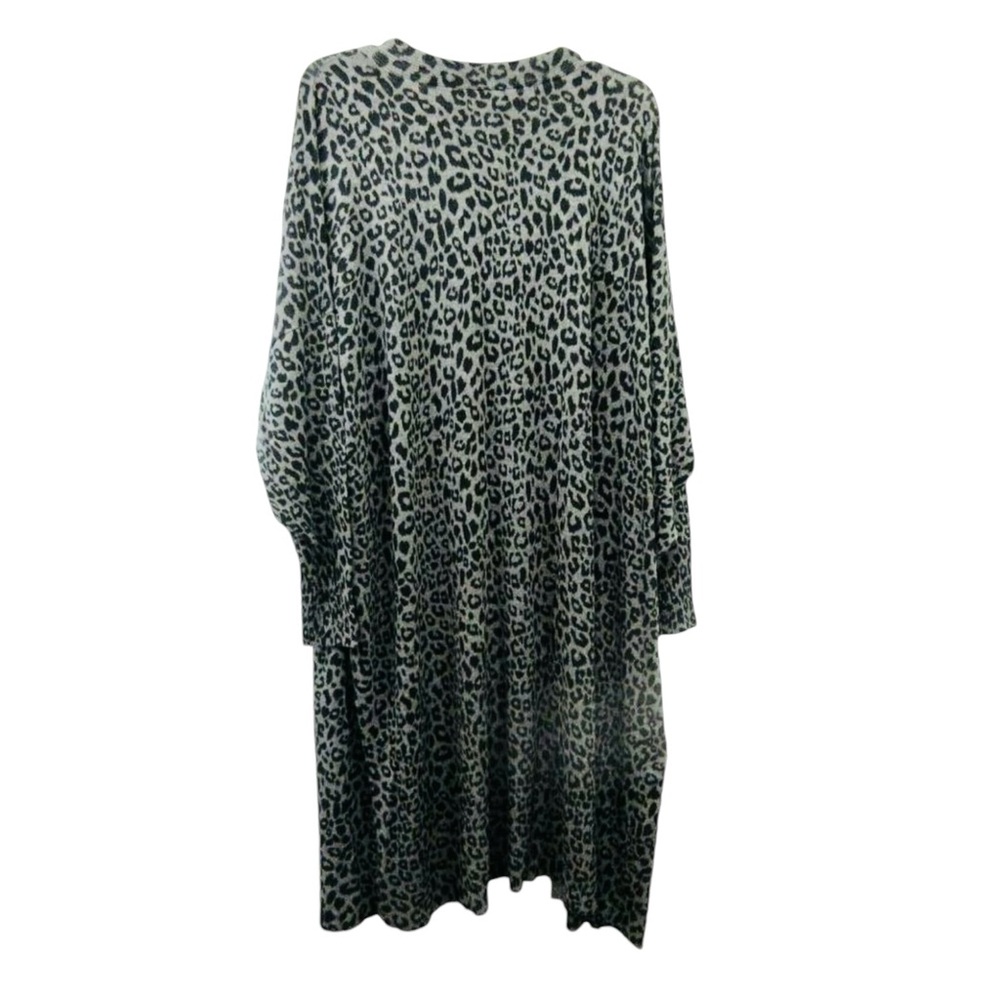 Terra & Sky Plus Leopard Print Open Front Cardigan Long Duster Sweater Size 14W - Picture 13 of 16